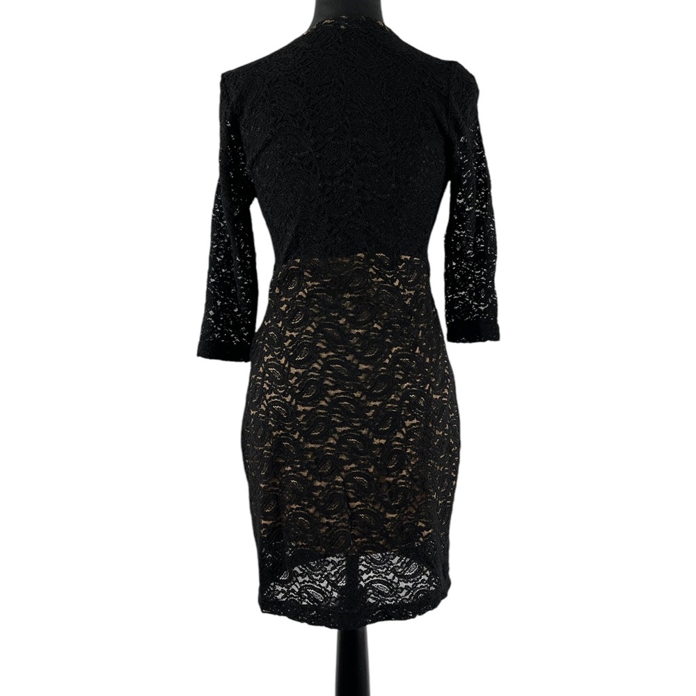 Foreign Exchange Black Lace Body-con mini Cocktail Dress lined, Med, New - Picture 2 of 9